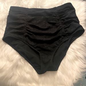 Torrid Black Lace Swim bottoms with front ruching
